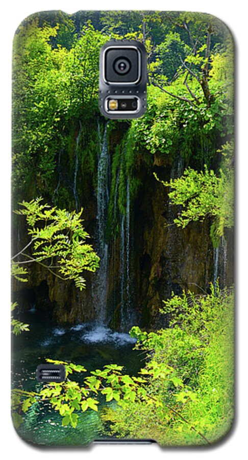 Green Galaxy S5 Case featuring the photograph Waterfall in Plitvice National Park in Croatia #8 by Brandon Bourdages