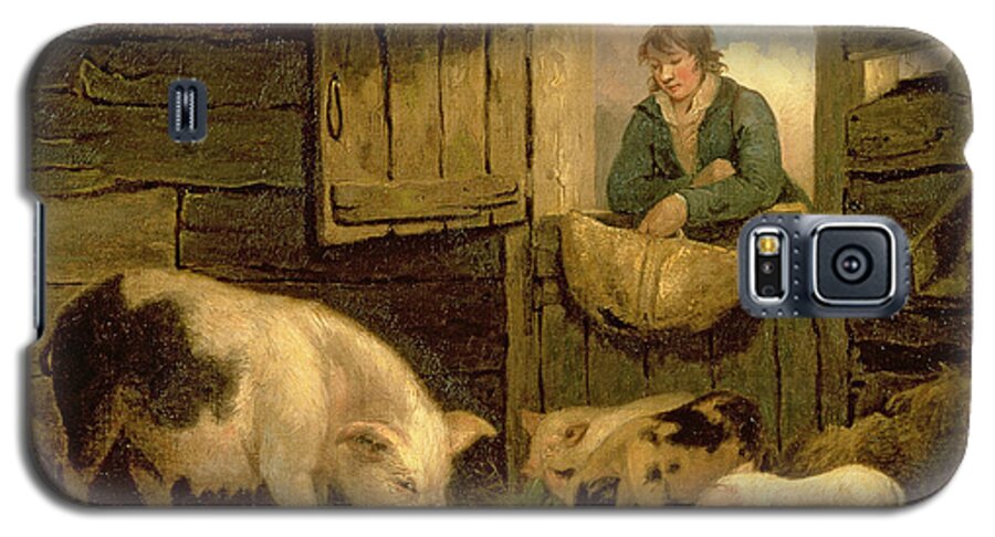 Agricultural Galaxy S5 Case featuring the painting A Boy Looking into a Pig Sty by George Morland