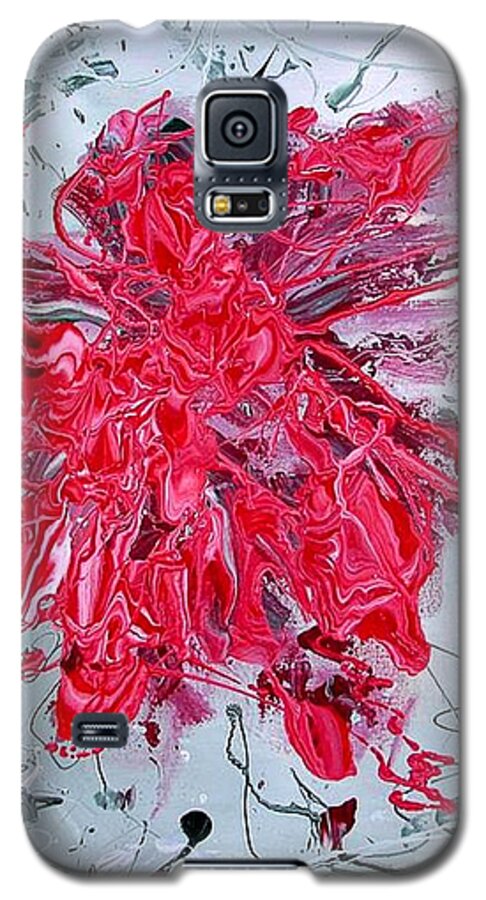 Abstract Flower Galaxy S5 Case featuring the painting A Splash Of Red Carnation by Rebecca Flores
