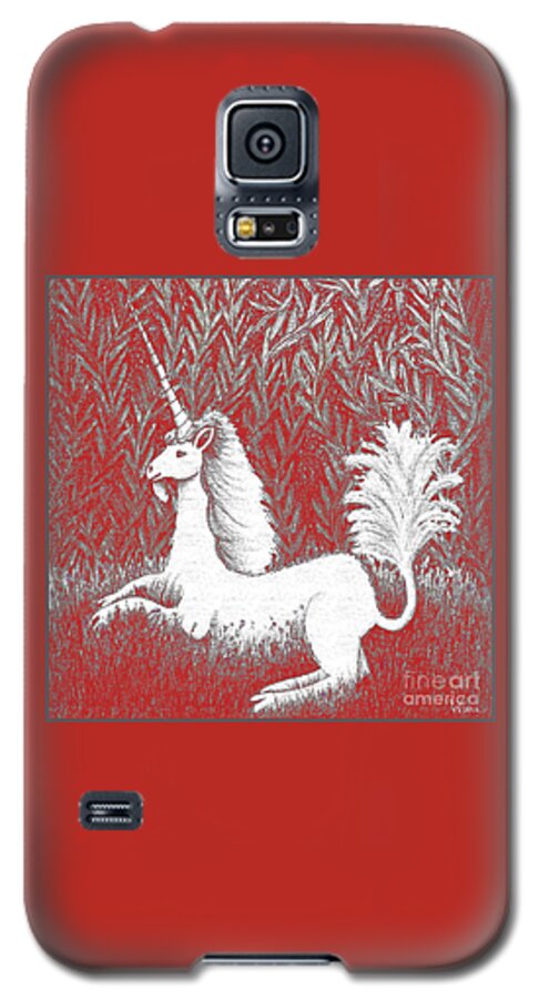 Lise Winne Galaxy S5 Case featuring the digital art A Unicorn in Moonlight tapestry by Lise Winne