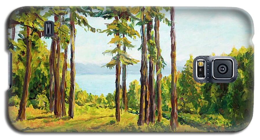 Landscape Galaxy S5 Case featuring the painting A View to the Lake by Ingrid Dohm