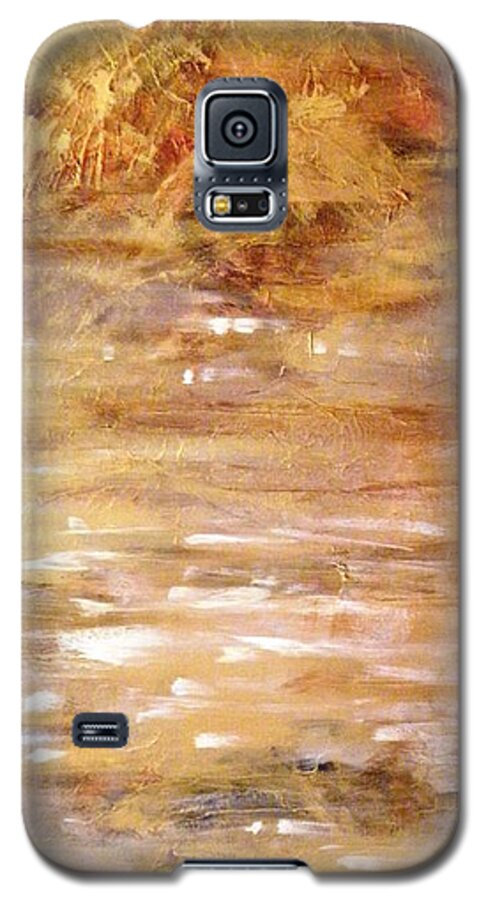 Abstract Galaxy S5 Case featuring the painting Abstract Golden Sunrise Beach by Kristen Abrahamson
