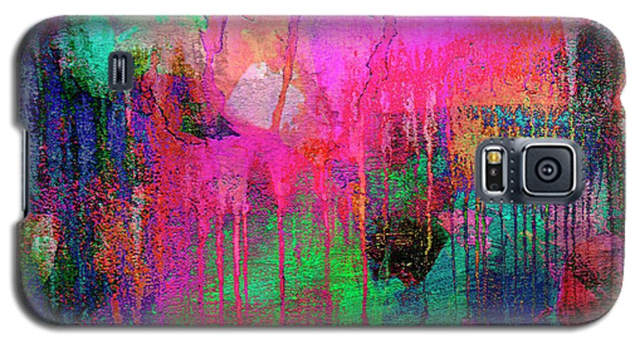 621 Galaxy S5 Case featuring the painting Abstract Painting 621 Pink Green Orange Blue by Ricardos Creations