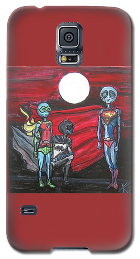 Superheros Galaxy S5 Case featuring the painting Alien Superheros by Similar Alien