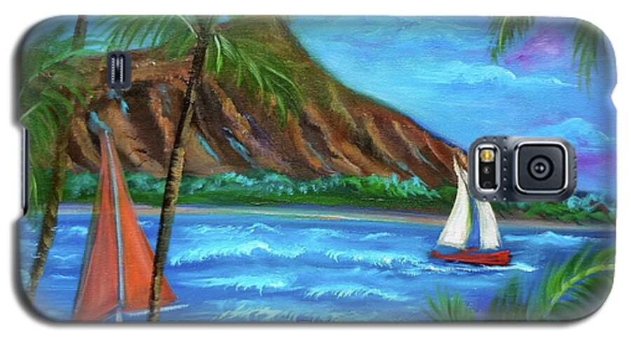 Diamond Head Galaxy S5 Case featuring the painting Aloha Diamond Head by Jenny Lee