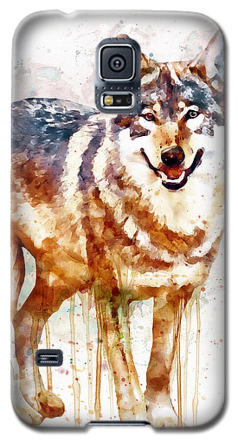Marian Voicu Galaxy S5 Case featuring the painting Alpha Wolf by Marian Voicu