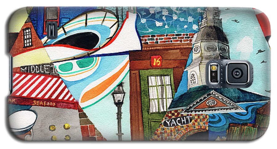 Annapolis Galaxy S5 Case featuring the painting Annapolis Dock Dine Assemble by David Ralph