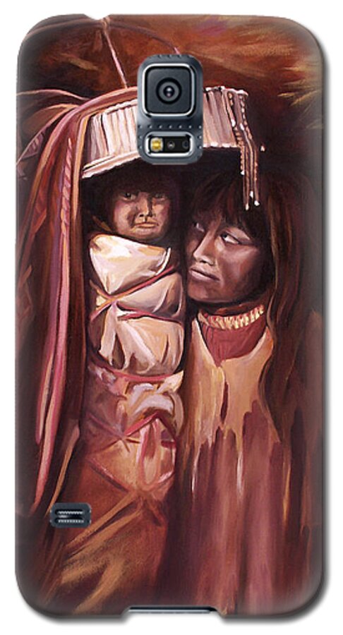 Native American Galaxy S5 Case featuring the painting Apache Girl and Papoose by Nancy Griswold