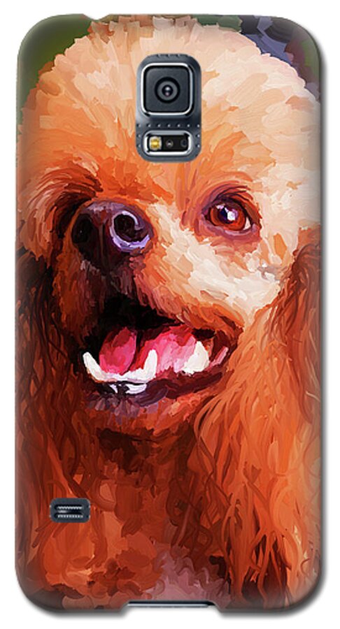 Apricot Galaxy S5 Case featuring the painting Apricot Poodle by Jai Johnson