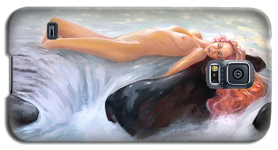 Aquamarine Galaxy S5 Case featuring the painting AQUAMARINE Sea Goddess by Michael Rock