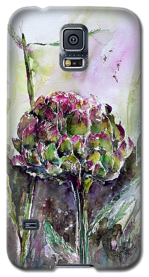 Artichoke Galaxy S5 Case featuring the painting Artichoke Watercolor and Ink by Ginette by Ginette Callaway