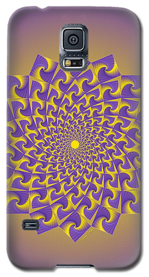 Sales Galaxy S5 Case featuring the digital art Gold and Purple Circle of Diamonds by Heather Schaefer