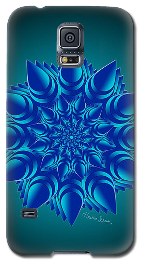 Sales Galaxy S5 Case featuring the digital art Fractal Flower in Blue by Heather Schaefer