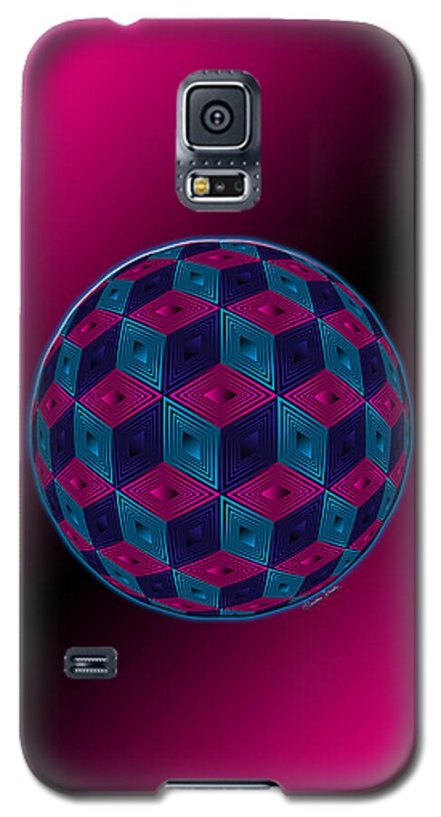 Digital Galaxy S5 Case featuring the digital art Spherized Pink Purple Blue and Black Hexa by Heather Schaefer