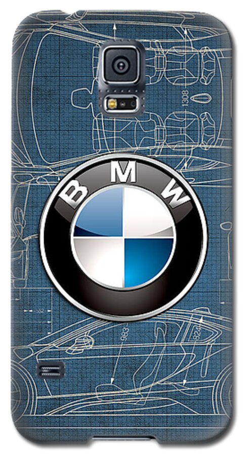wheels Of Fortune By Serge Averbukh Galaxy S5 Case featuring the photograph B M W 3 D Badge over B M W i8 Blueprint #1 by Serge Averbukh