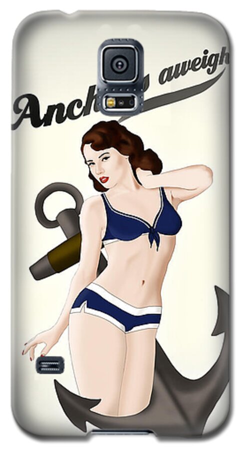 Pinup Galaxy S5 Case featuring the drawing Anchors Aweigh - Classic Pin Up by Nicklas Gustafsson