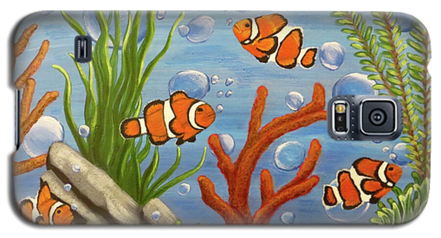 Clownfish Galaxy S5 Case featuring the painting Clowning around by Teresa Wing