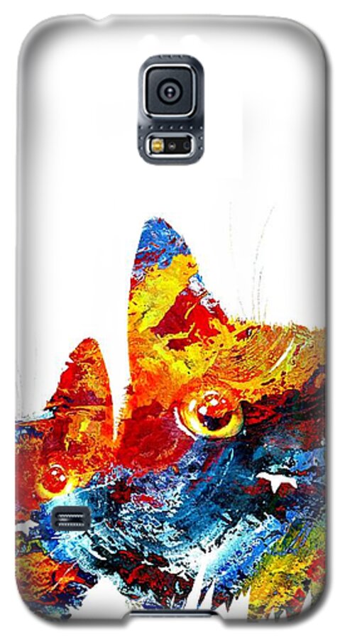 Cat Galaxy S5 Case featuring the painting Cat 608 by Lucie Dumas