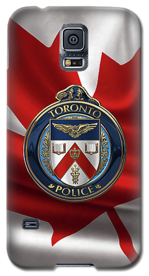 'law Enforcement Insignia & Heraldry' Collection By Serge Averbukh Galaxy S5 Case featuring the digital art Toronto Police Service - T P S Emblem over Canadian Flag by Serge Averbukh