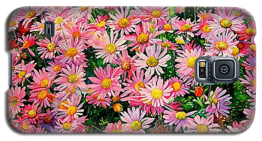 Daisy Galaxy S5 Case featuring the painting Marguerites et Papillons by Francoise Chauray