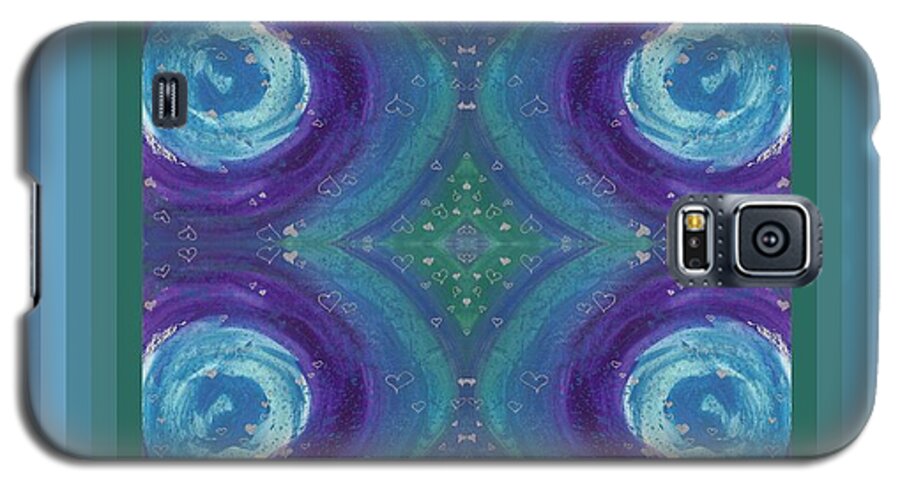Universal Galaxy S5 Case featuring the painting Universal Love Green Diamond Quad by Julia Woodman
