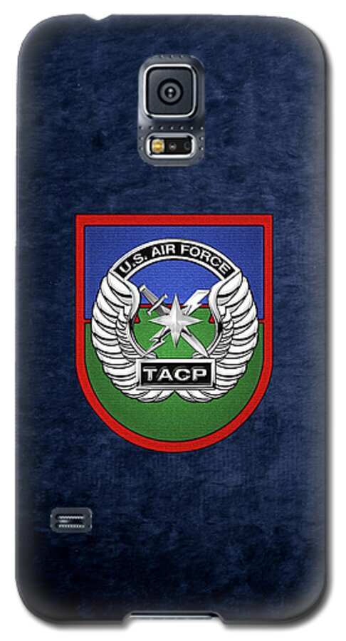 'military Insignia & Heraldry' Collection By Serge Averbukh Galaxy S5 Case featuring the digital art U. S. Air Force Tactical Air Control Party - T A C P Beret Flash With Crest over Blue Velvet by Serge Averbukh