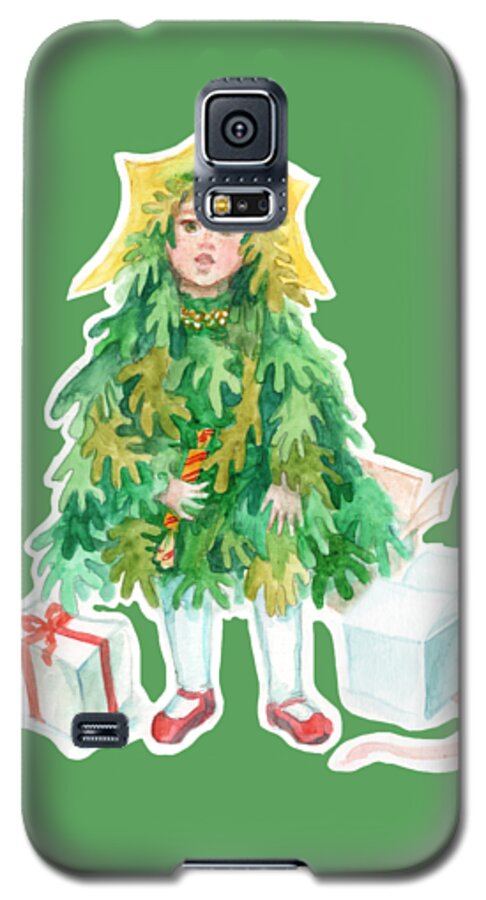 Christmas Eve Galaxy S5 Case featuring the painting Christmas Tree by Julia Khoroshikh