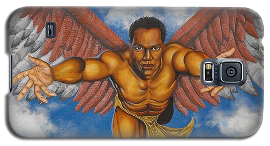 African American Male Angel In Flight Galaxy S5 Case featuring the painting Ascension by William Roby