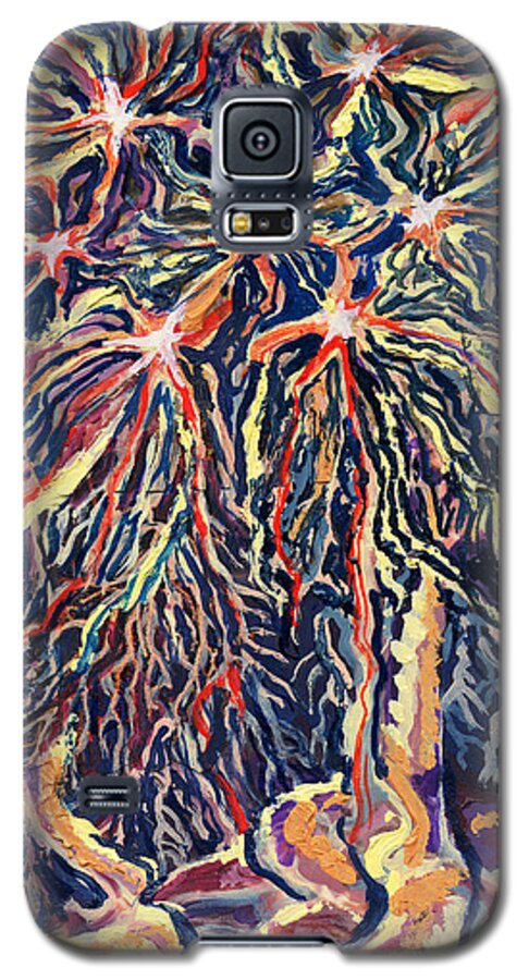 Biology Galaxy S5 Case featuring the painting Astrocytes Microbiology Landscapes Series by Emily McLaughlin