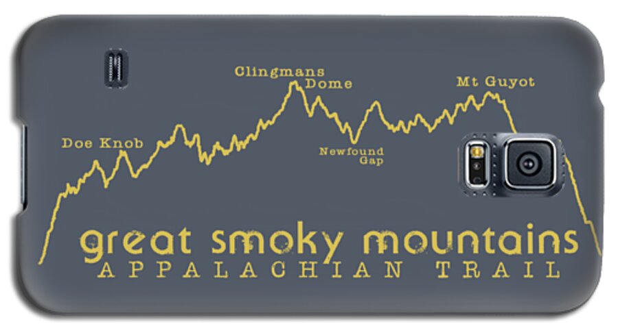 Appalachian Trail Tshirt Galaxy S5 Case featuring the digital art AT Elevation Profile GSM Mustard by Heather Applegate