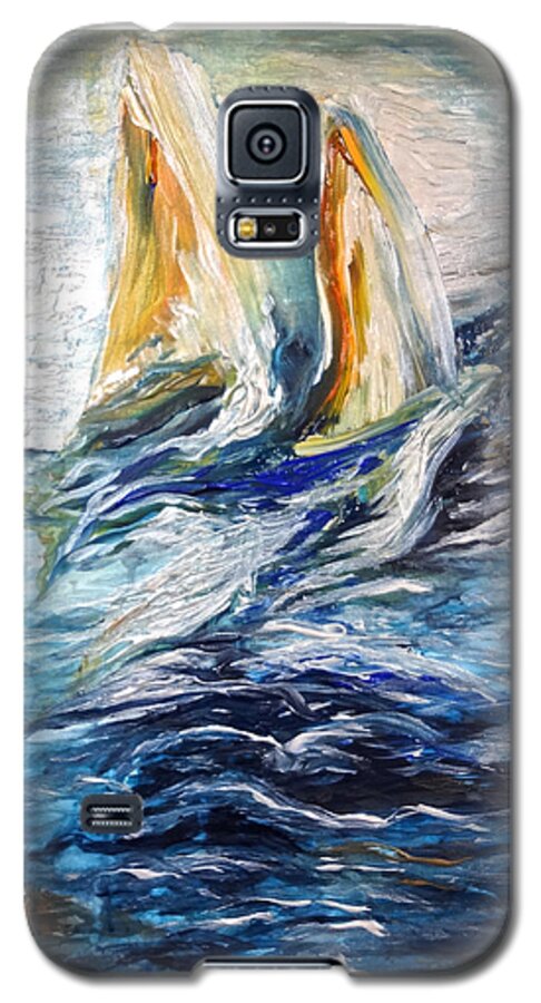 Sailing Galaxy S5 Case featuring the painting At Sea by Michelle Pier