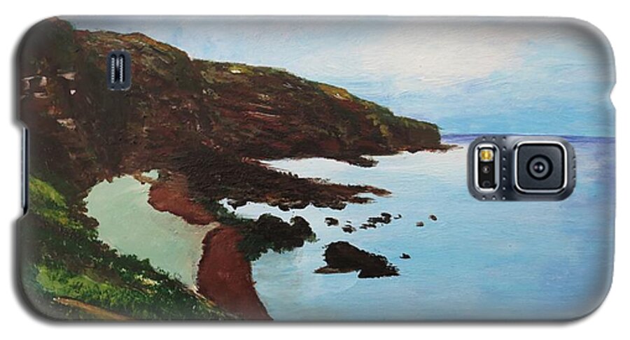 Landscape Galaxy S5 Case featuring the painting Auchmithie Beach, Scotland by C E Dill