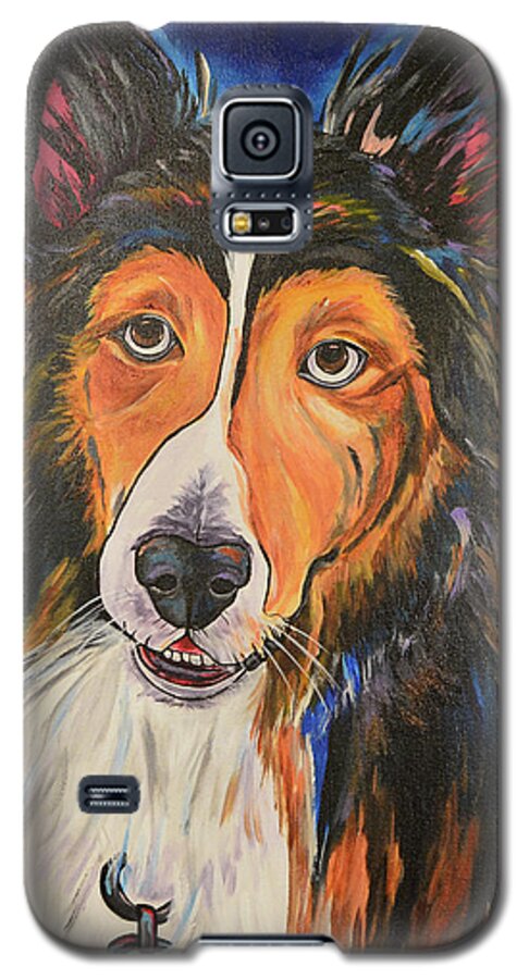 Shetland Dog Galaxy S5 Case featuring the painting Augie by Patti Schermerhorn