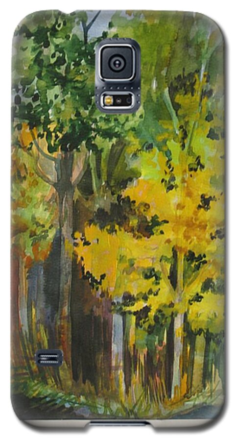 Landscape Galaxy S5 Case featuring the painting Autumn day by Anna Duyunova