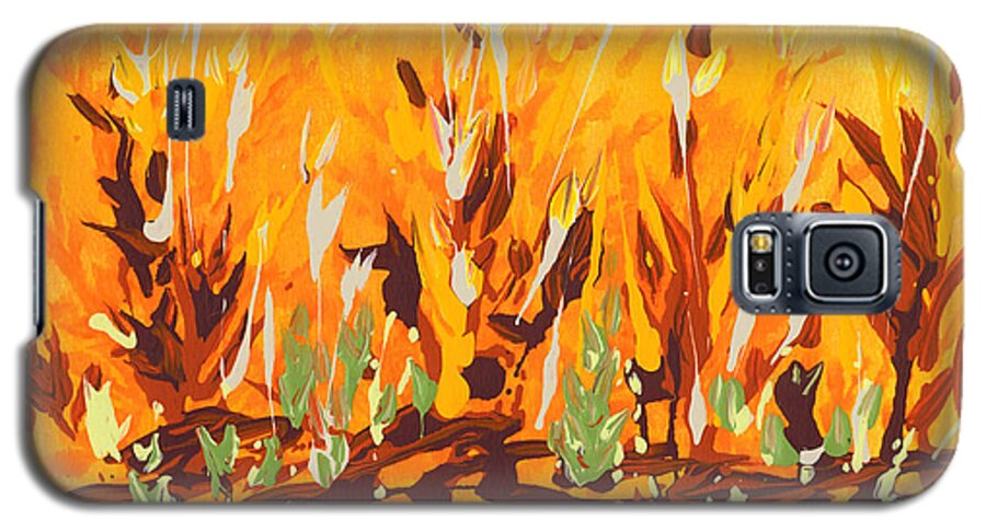 Orange Galaxy S5 Case featuring the painting Autumn Garden by Holly Carmichael