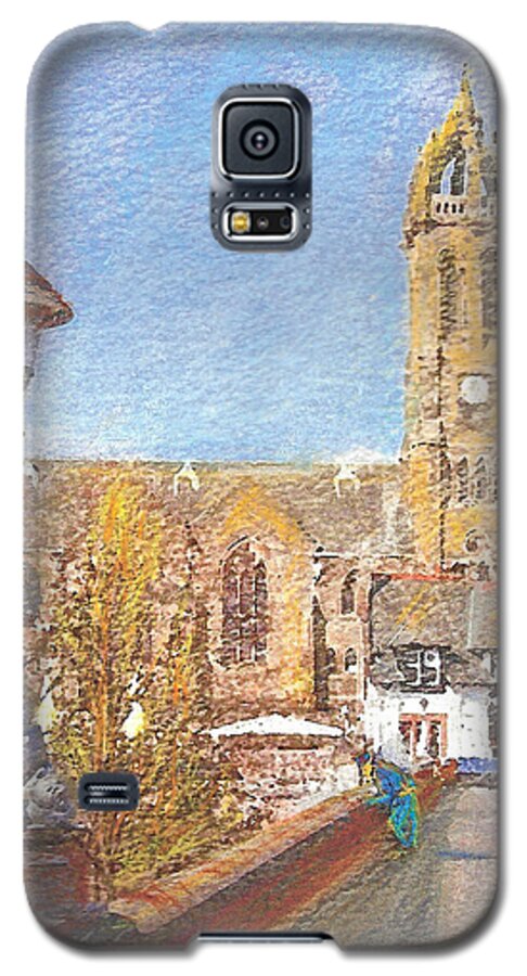 Acrylics Galaxy S5 Case featuring the painting Autumn view along the bridge Peebles by Richard James Digance
