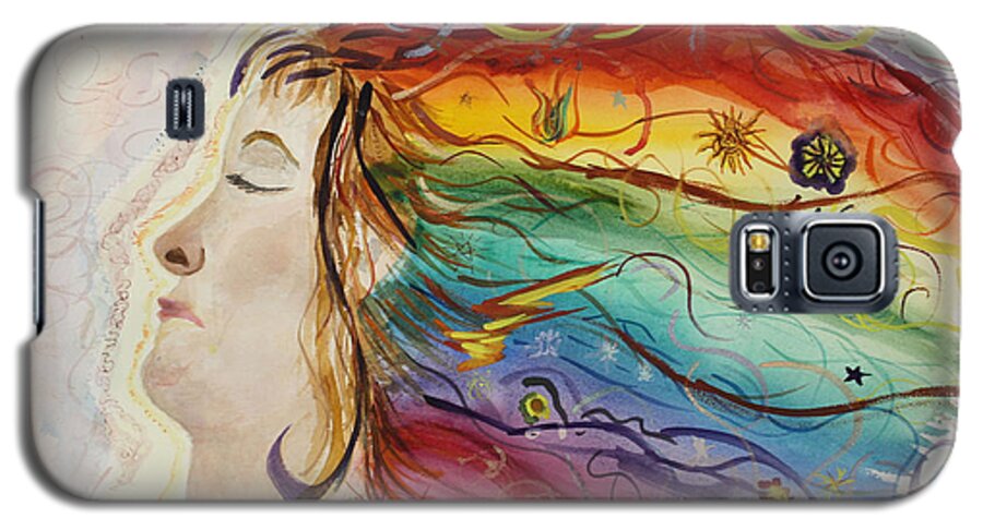 Rainbow. Profile Galaxy S5 Case featuring the painting Awakening Consciousness by Donna Walsh
