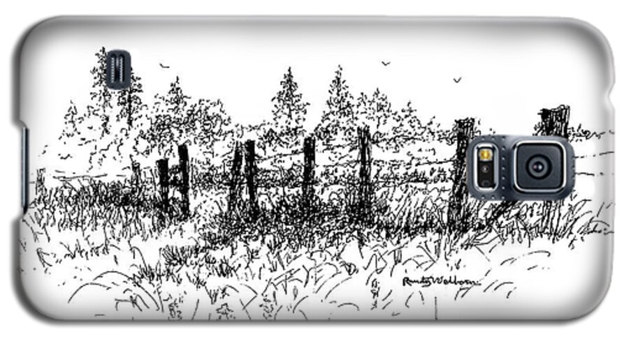 Fence Galaxy S5 Case featuring the drawing Backlit Fence by Randy Welborn
