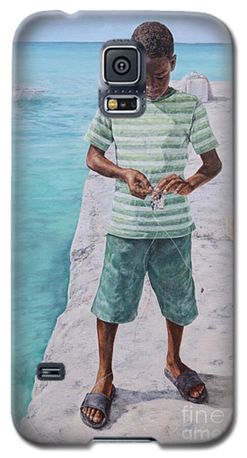 Roshanne Galaxy S5 Case featuring the painting Baiting Up by Roshanne Minnis-Eyma