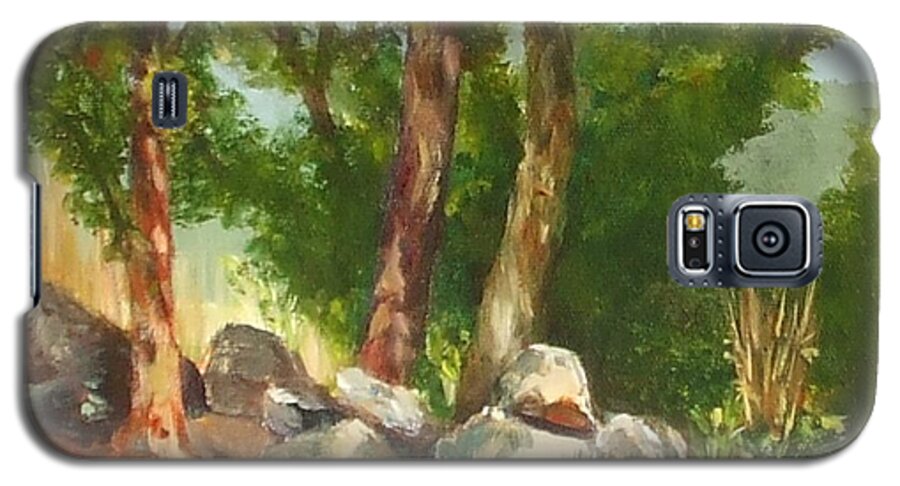 Landscape Galaxy S5 Case featuring the painting Baking in the Sun by Claire Gagnon