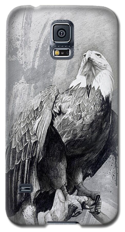 Eagle Galaxy S5 Case featuring the drawing Bald Eagle Drawing by Steve Goad