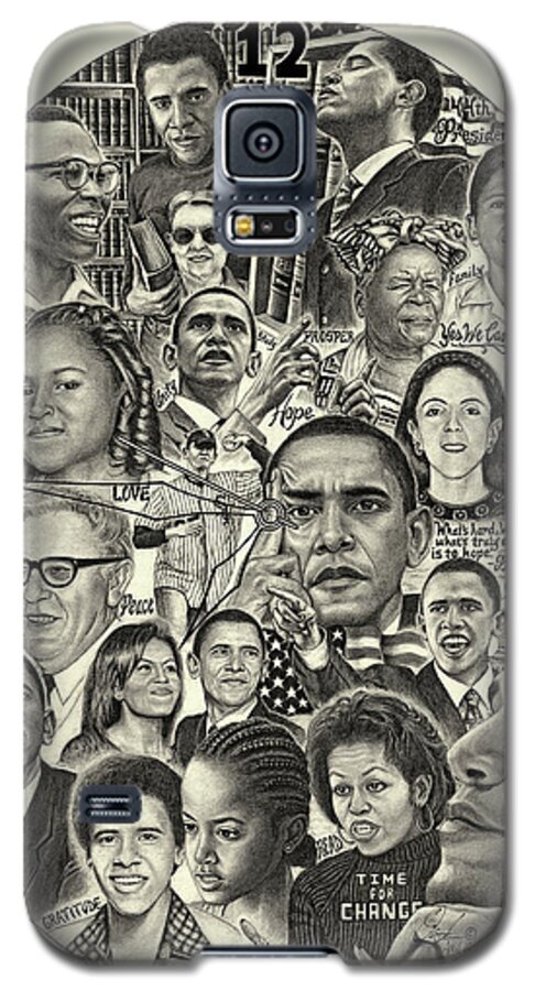 Barackobamaart Galaxy S5 Case featuring the drawing Barack Obama- Time For Change by Omoro Rahim