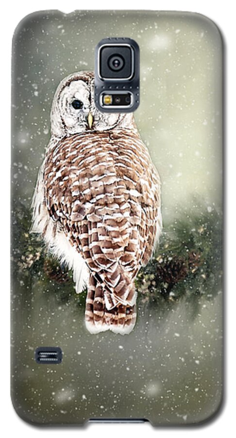 Barred Owl Print Galaxy S5 Case featuring the photograph Barred Owl in the Snow by Gwen Gibson