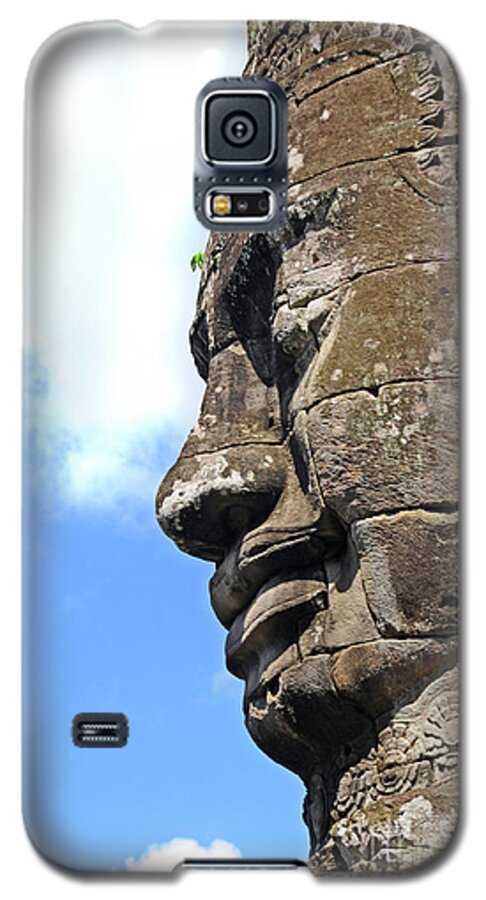 Cambodia Galaxy S5 Case featuring the photograph Bayon face by Marion Galt