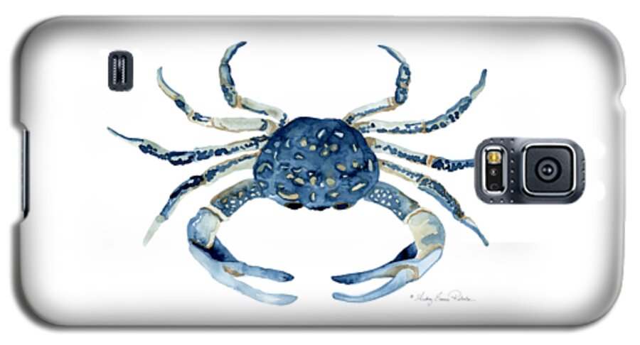 Sea Life Galaxy S5 Case featuring the painting Beach House Sea Life Blue Crab by Audrey Jeanne Roberts