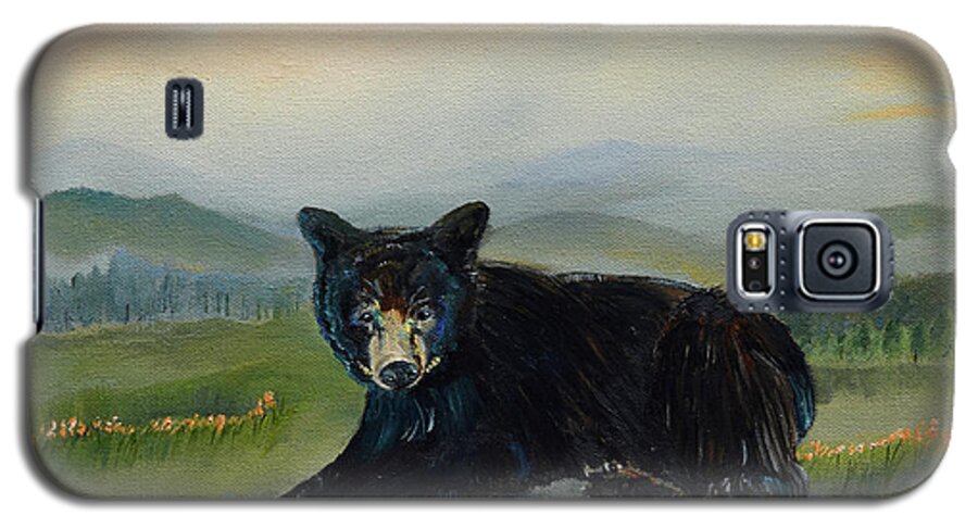 Bear Galaxy S5 Case featuring the painting Bear Alone on Blue Ridge Mountain by Jan Dappen