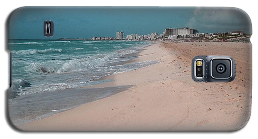 Beach Galaxy S5 Case featuring the digital art Beautiful beach in Cancun, Mexico by Nicolas Gabriel Gonzalez