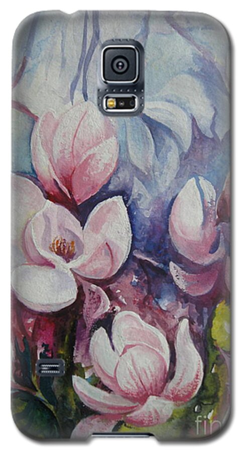 Magnolias Galaxy S5 Case featuring the painting Beauty of spring by Elena Oleniuc