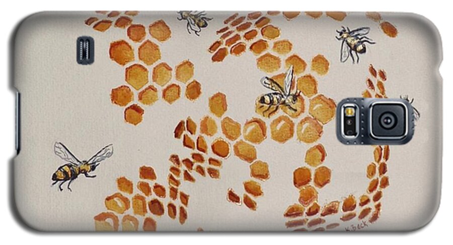 Bee Galaxy S5 Case featuring the painting Bee Hive # 3 by Katherine Young-Beck