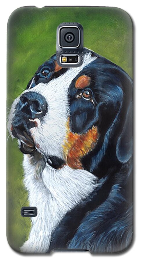 Bernese Mountain Dog Galaxy S5 Case featuring the painting Bernie by John Neeve